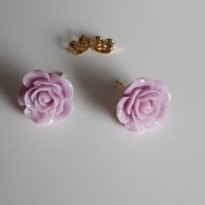 Rose Stud Earrings Floral, Flower
